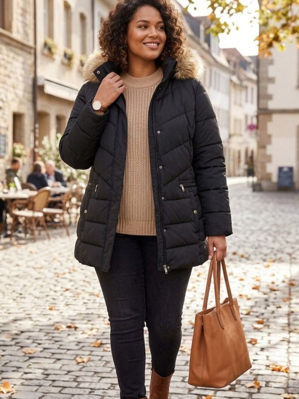 Down Filled Jacket Detachable Hood Black 2X